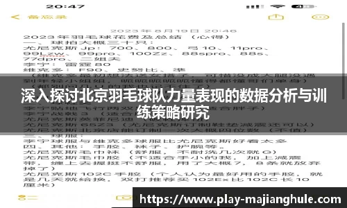 深入探讨北京羽毛球队力量表现的数据分析与训练策略研究